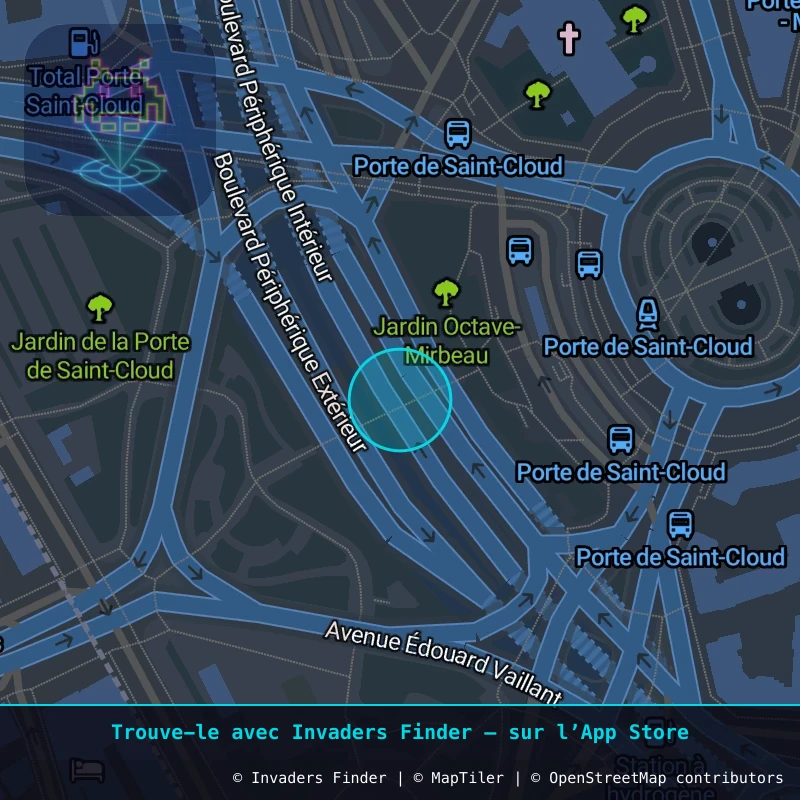 Approximate area of invader PA_310, in the 16th arrondissement, Paris area of Paris. Exact location available in the Invaders Finder app.