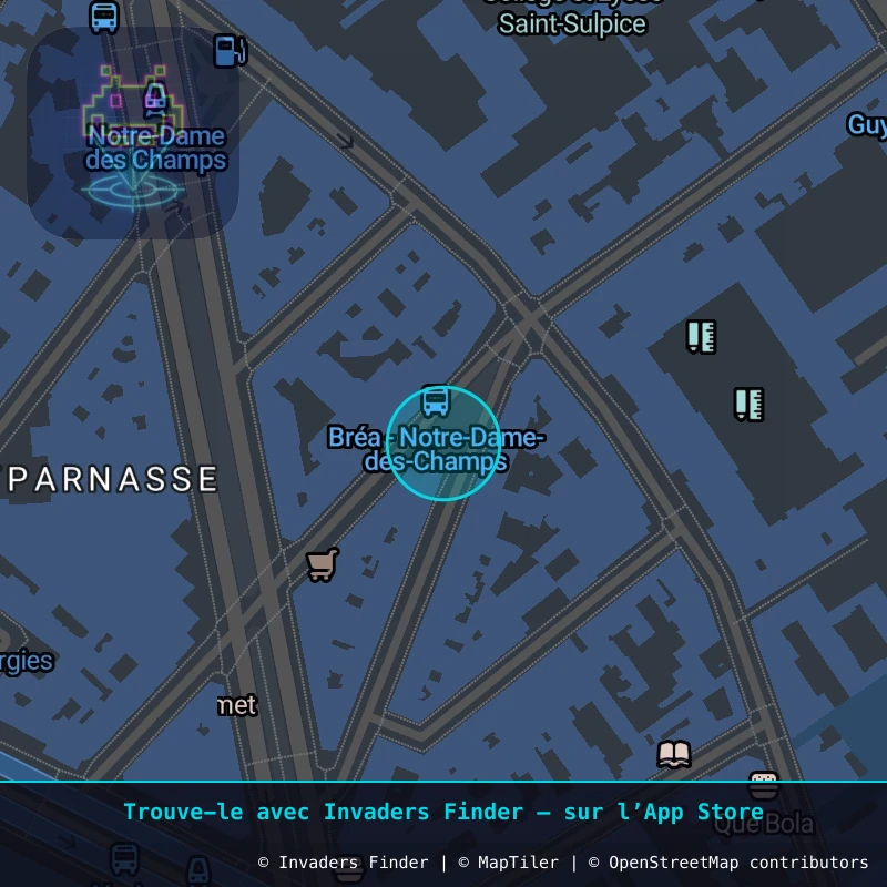 Zone approximative de l'invader PA_311, dans le quartier 6e arrondissement de Paris à Paris. Emplacement exact disponible dans l'app Invaders Finder.