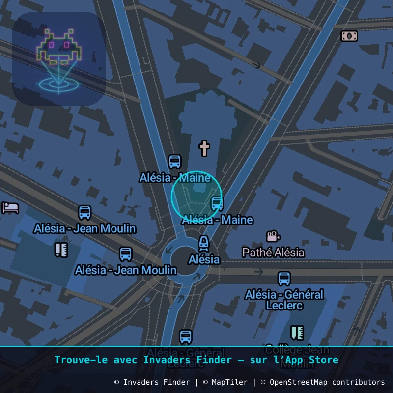 Zone approximative de l'invader PA_312, dans le quartier 14e arrondissement de Paris à Paris. Emplacement exact disponible dans l'app Invaders Finder.