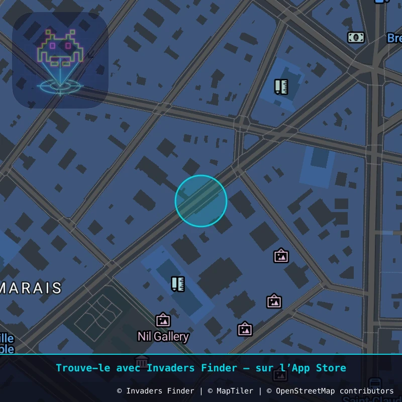 Zone approximative de l'invader PA_32, dans le quartier 3e arrondissement de Paris à Paris. Emplacement exact disponible dans l'app Invaders Finder.