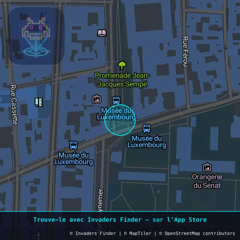 Zone approximative de l'invader PA_322, dans le quartier 6e arrondissement de Paris à Paris. Emplacement exact disponible dans l'app Invaders Finder.