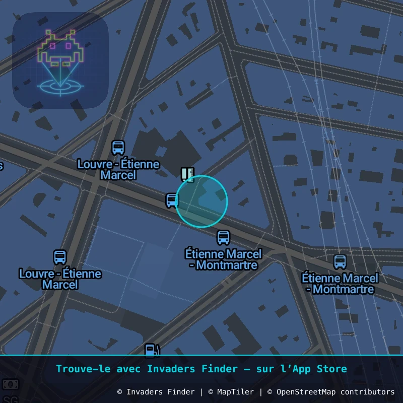 Zone approximative de l'invader PA_328, dans le quartier 2e arrondissement de Paris à Paris. Emplacement exact disponible dans l'app Invaders Finder.