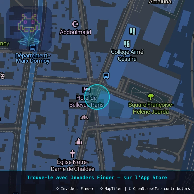 Zone approximative de l'invader PA_329, dans le quartier 18e arrondissement de Paris à Paris. Emplacement exact disponible dans l'app Invaders Finder.
