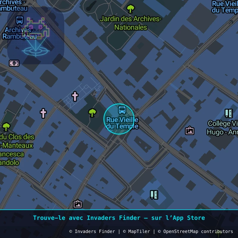 Zone approximative de l'invader PA_34, dans le quartier 4e arrondissement de Paris à Paris. Emplacement exact disponible dans l'app Invaders Finder.