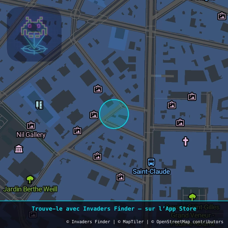Zone approximative de l'invader PA_341, dans le quartier 3e arrondissement de Paris à Paris. Emplacement exact disponible dans l'app Invaders Finder.