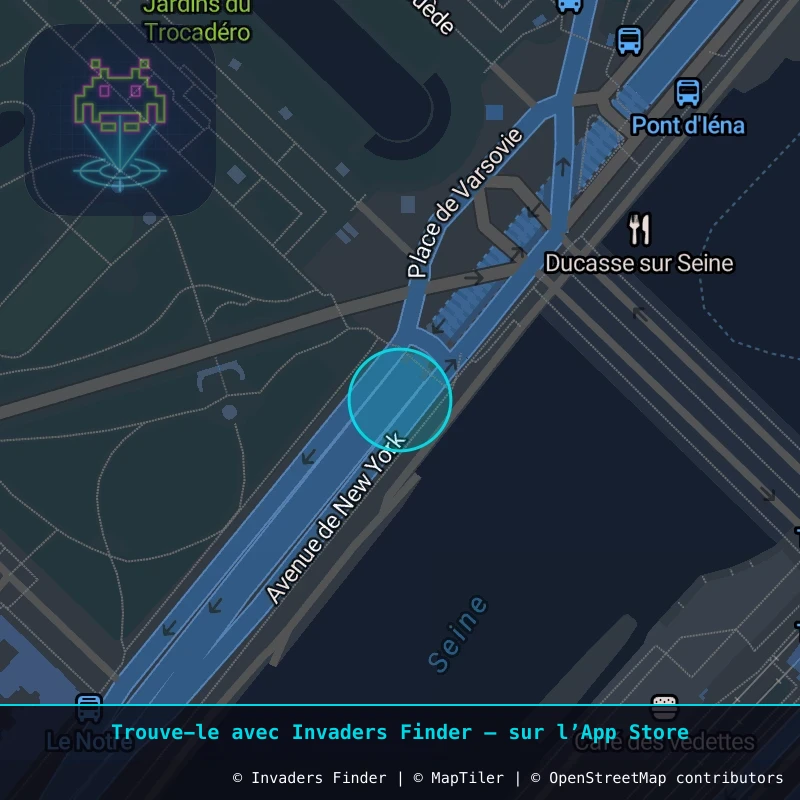 Zone approximative de l'invader PA_344, dans le quartier 16e arrondissement de Paris à Paris. Emplacement exact disponible dans l'app Invaders Finder.