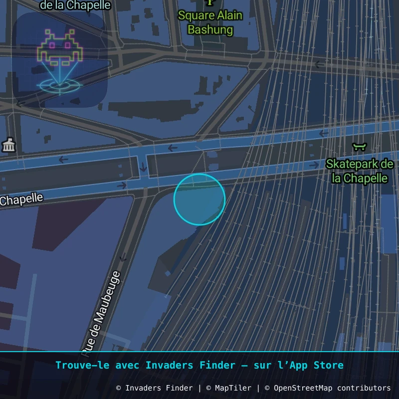 Zone approximative de l'invader PA_348, dans le quartier 10e arrondissement de Paris à Paris. Emplacement exact disponible dans l'app Invaders Finder.