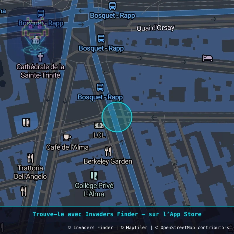 Zone approximative de l'invader PA_349, dans le quartier 7e arrondissement de Paris à Paris. Emplacement exact disponible dans l'app Invaders Finder.