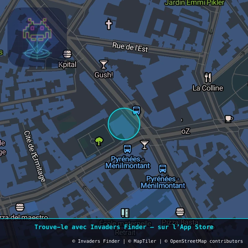 Zone approximative de l'invader PA_351, dans le quartier 20e arrondissement de Paris à Paris. Emplacement exact disponible dans l'app Invaders Finder.