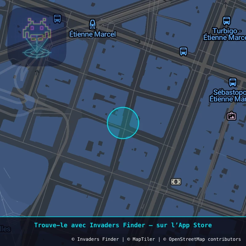Zone approximative de l'invader PA_355, dans le quartier 1er arrondissement de Paris à Paris. Emplacement exact disponible dans l'app Invaders Finder.