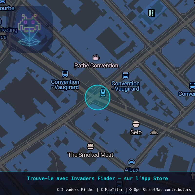 Zone approximative de l'invader PA_364, dans le quartier 15e arrondissement de Paris à Paris. Emplacement exact disponible dans l'app Invaders Finder.