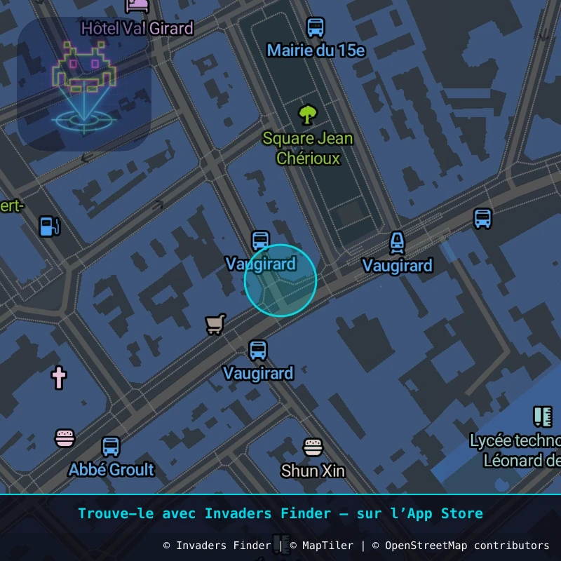 Zone approximative de l'invader PA_365, dans le quartier 15e arrondissement de Paris à Paris. Emplacement exact disponible dans l'app Invaders Finder.