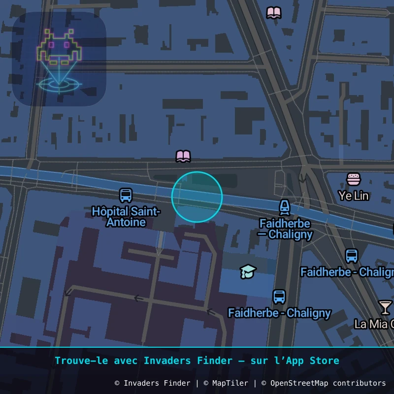 Zone approximative de l'invader PA_371, dans le quartier 11e arrondissement de Paris à Paris. Emplacement exact disponible dans l'app Invaders Finder.