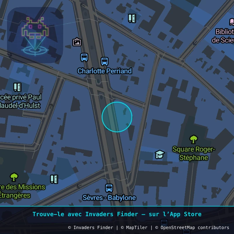 Zone approximative de l'invader PA_374, dans le quartier 7e arrondissement de Paris à Paris. Emplacement exact disponible dans l'app Invaders Finder.