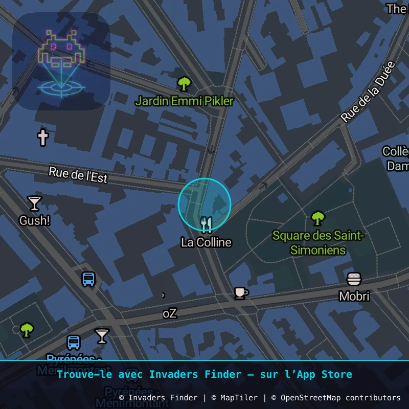 Zone approximative de l'invader PA_375, dans le quartier 20e arrondissement de Paris à Paris. Emplacement exact disponible dans l'app Invaders Finder.