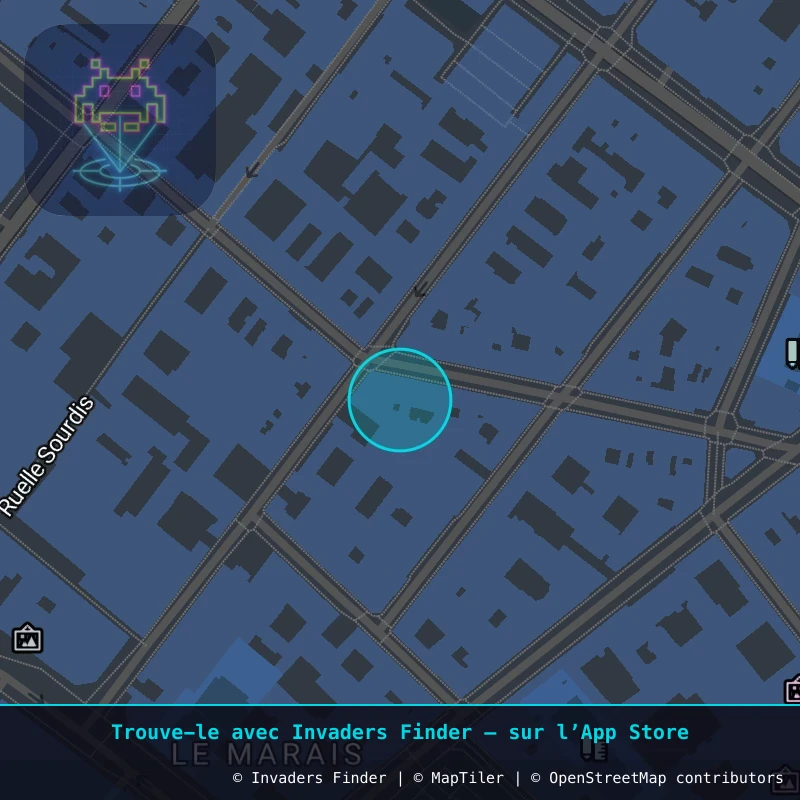 Zone approximative de l'invader PA_378, dans le quartier 3e arrondissement de Paris à Paris. Emplacement exact disponible dans l'app Invaders Finder.