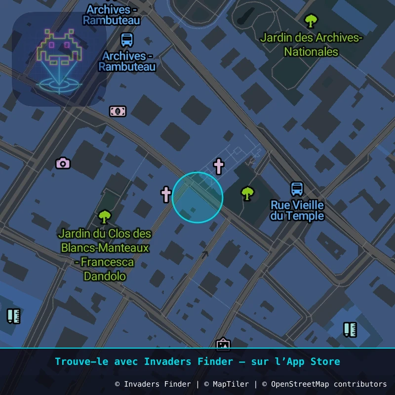 Zone approximative de l'invader PA_379, dans le quartier 4e arrondissement de Paris à Paris. Emplacement exact disponible dans l'app Invaders Finder.