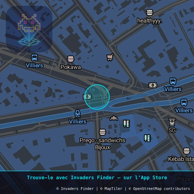 Zone approximative de l'invader PA_387, dans le quartier 17e arrondissement de Paris à Paris. Emplacement exact disponible dans l'app Invaders Finder.