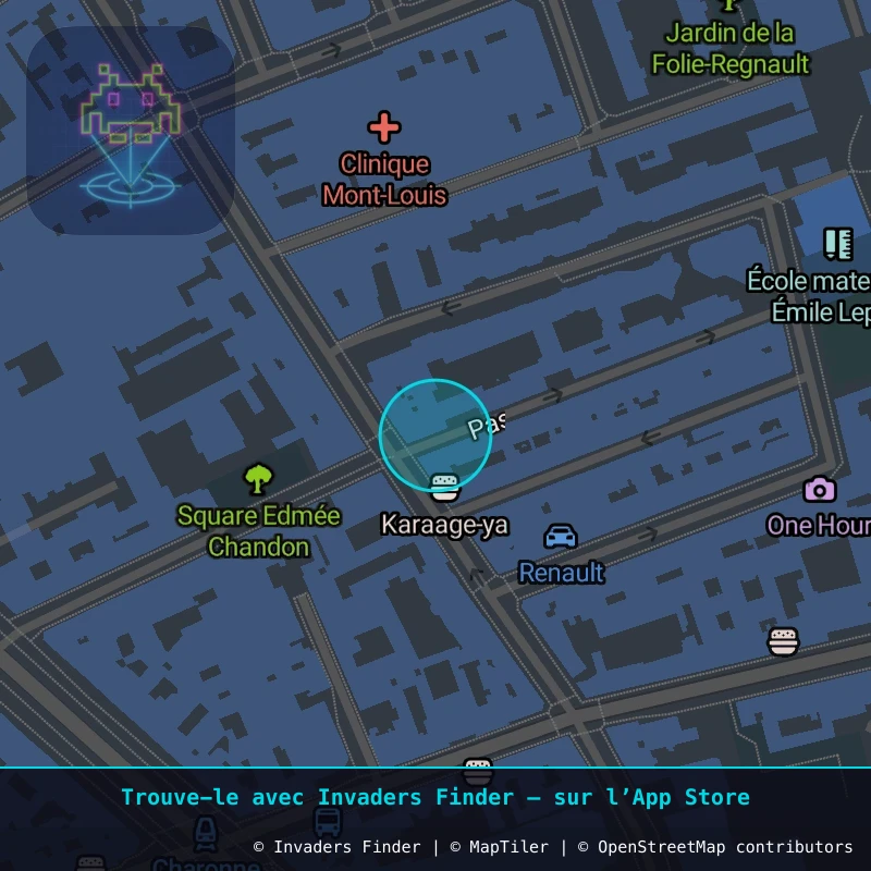 Zone approximative de l'invader PA_390, dans le quartier 11e arrondissement de Paris à Paris. Emplacement exact disponible dans l'app Invaders Finder.