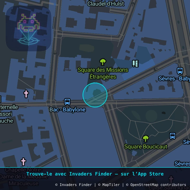 Zone approximative de l'invader PA_395, dans le quartier 7e arrondissement de Paris à Paris. Emplacement exact disponible dans l'app Invaders Finder.