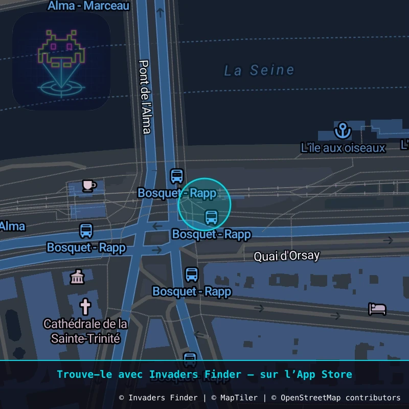 Zone approximative de l'invader PA_399, dans le quartier 7e arrondissement de Paris à Paris. Emplacement exact disponible dans l'app Invaders Finder.