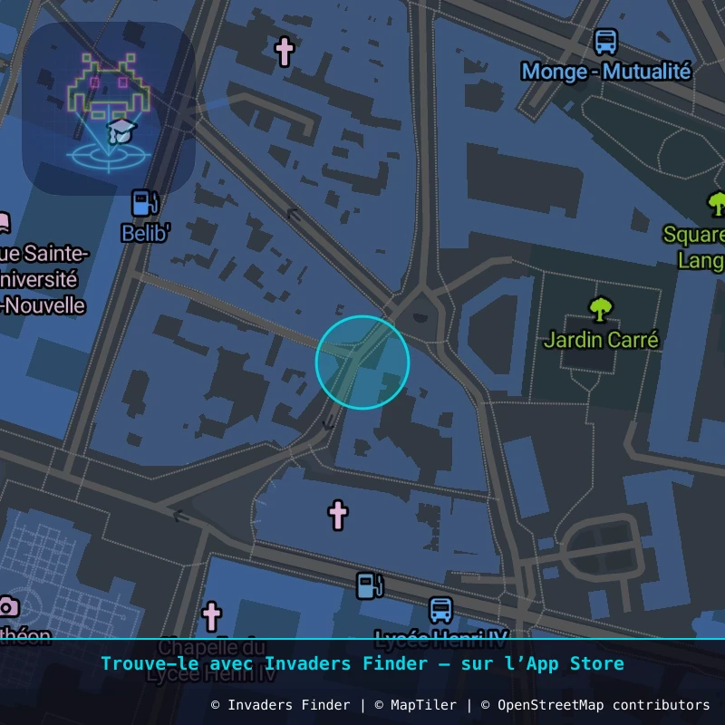 Zone approximative de l'invader PA_40, dans le quartier 5e arrondissement de Paris à Paris. Emplacement exact disponible dans l'app Invaders Finder.
