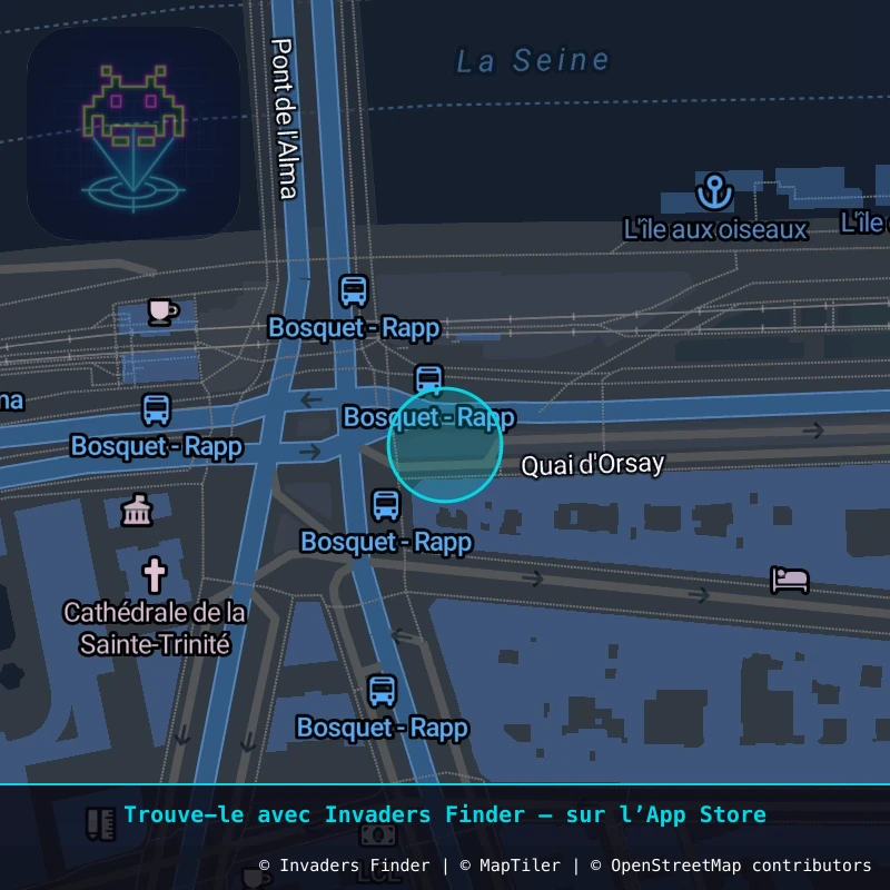 Zone approximative de l'invader PA_400, dans le quartier 7e arrondissement de Paris à Paris. Emplacement exact disponible dans l'app Invaders Finder.