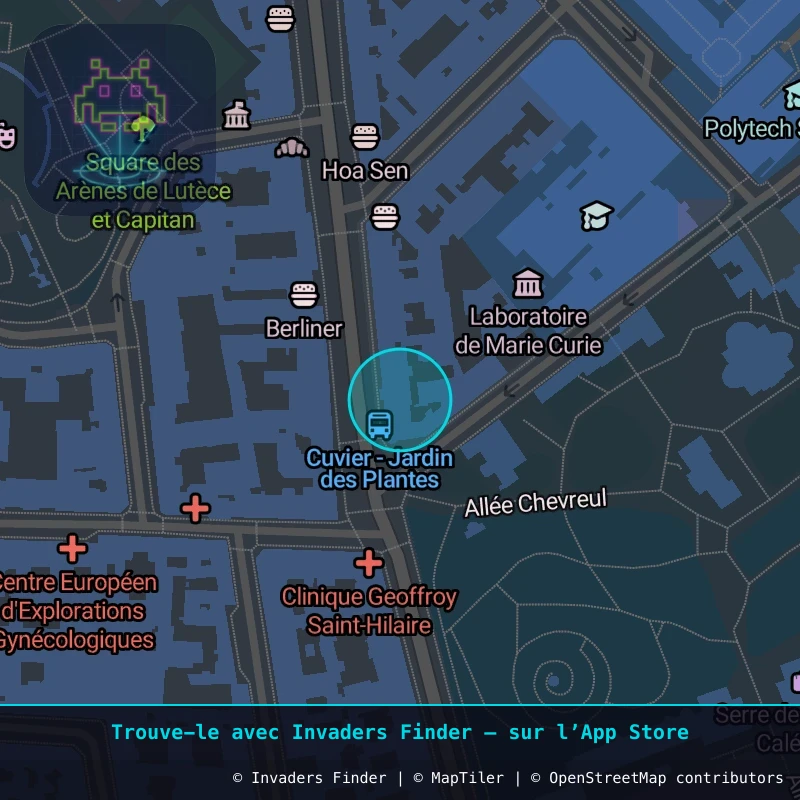 Zone approximative de l'invader PA_401, dans le quartier 5e arrondissement de Paris à Paris. Emplacement exact disponible dans l'app Invaders Finder.