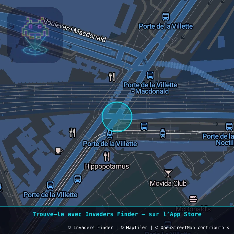 Zone approximative de l'invader PA_41, dans le quartier 19e arrondissement de Paris à Paris. Emplacement exact disponible dans l'app Invaders Finder.