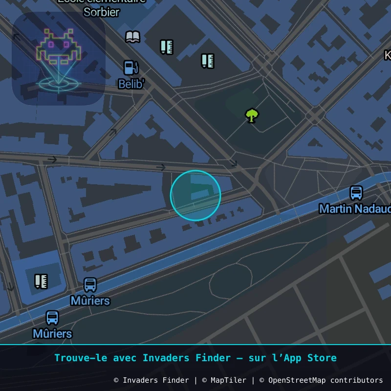 Zone approximative de l'invader PA_412, dans le quartier 20e arrondissement de Paris à Paris. Emplacement exact disponible dans l'app Invaders Finder.