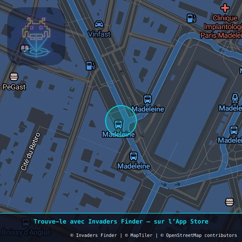 Zone approximative de l'invader PA_413, dans le quartier 8e arrondissement de Paris à Paris. Emplacement exact disponible dans l'app Invaders Finder.
