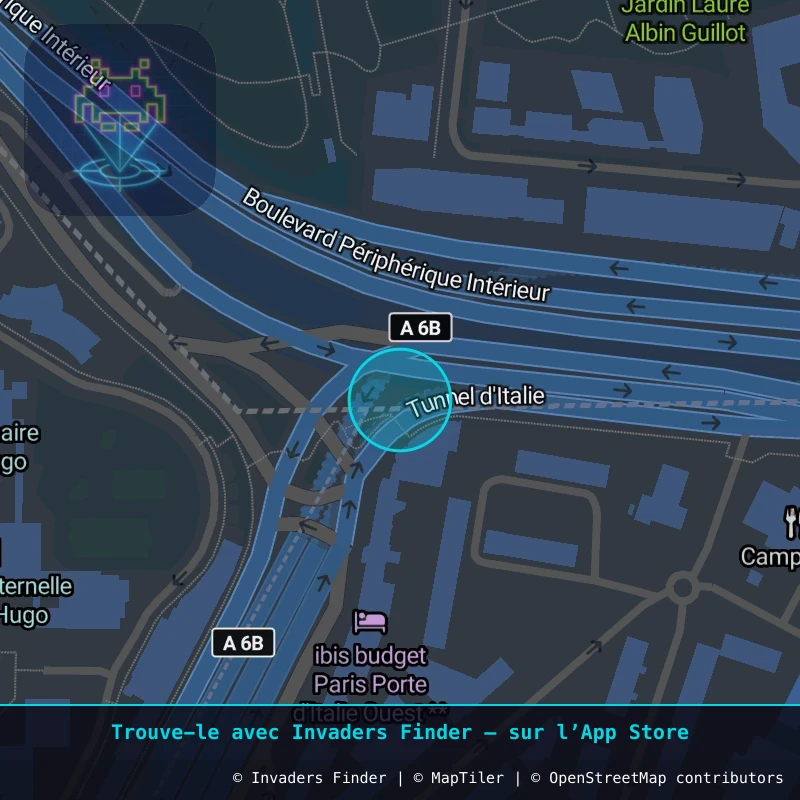 Zone approximative de l'invader PA_426, dans le quartier 13e arrondissement de Paris à Paris. Emplacement exact disponible dans l'app Invaders Finder.