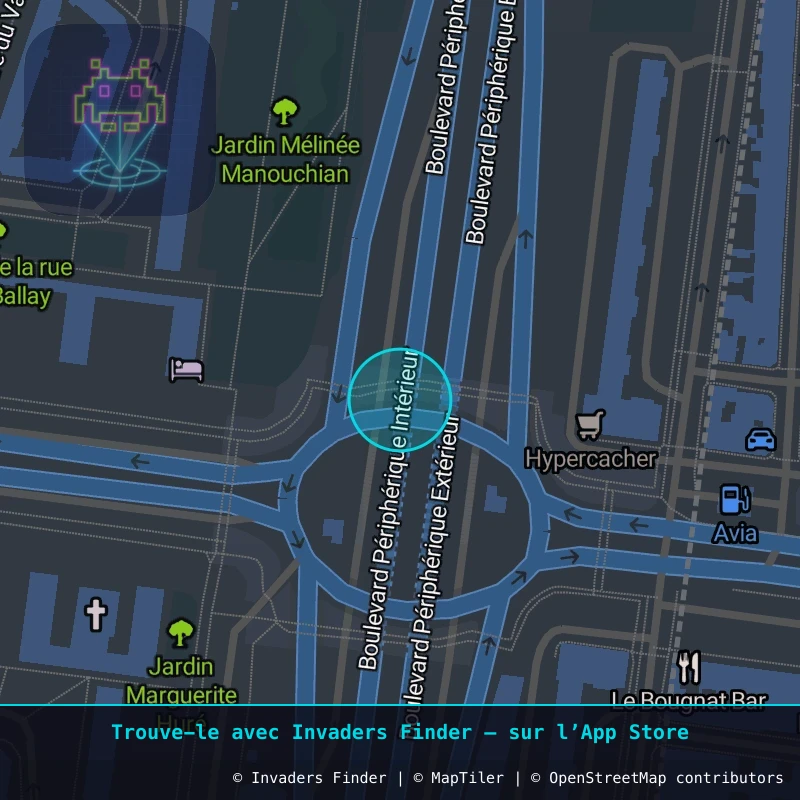 Zone approximative de l'invader PA_431, dans le quartier 20e arrondissement de Paris à Paris. Emplacement exact disponible dans l'app Invaders Finder.