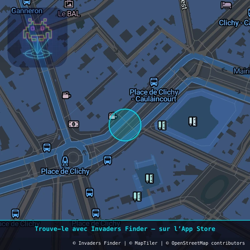 Zone approximative de l'invader PA_439, dans le quartier 18e arrondissement de Paris à Paris. Emplacement exact disponible dans l'app Invaders Finder.