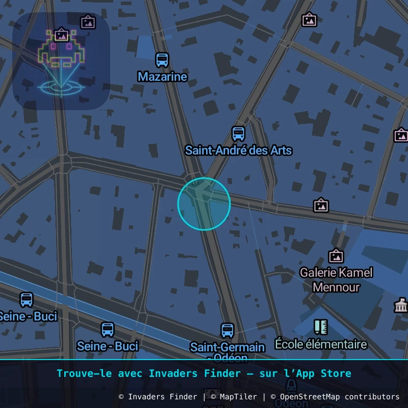 Zone approximative de l'invader PA_44, dans le quartier 6e arrondissement de Paris à Paris. Emplacement exact disponible dans l'app Invaders Finder.