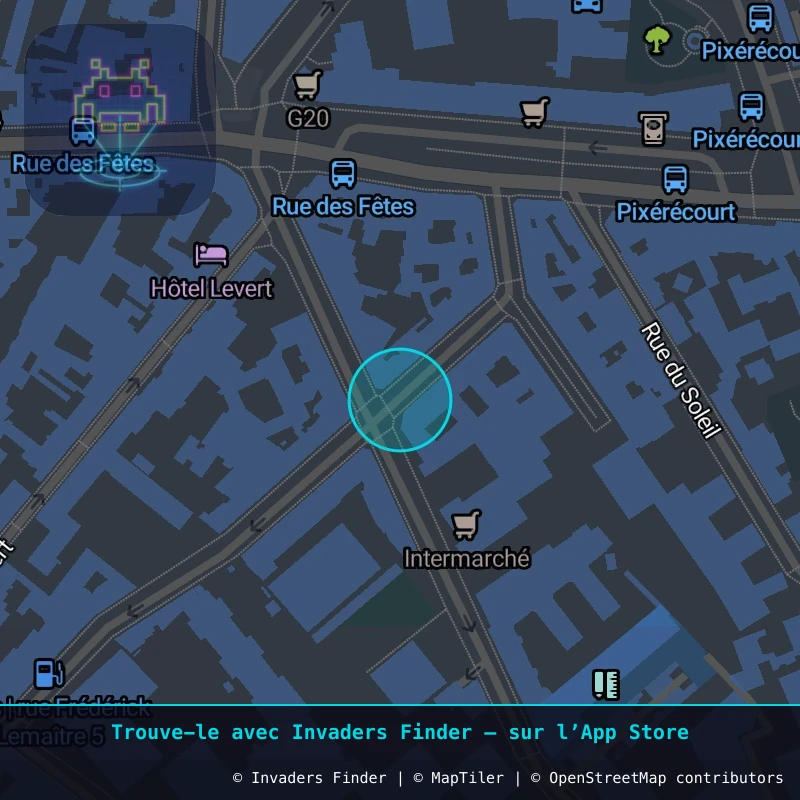 Zone approximative de l'invader PA_442, dans le quartier 20e arrondissement de Paris à Paris. Emplacement exact disponible dans l'app Invaders Finder.