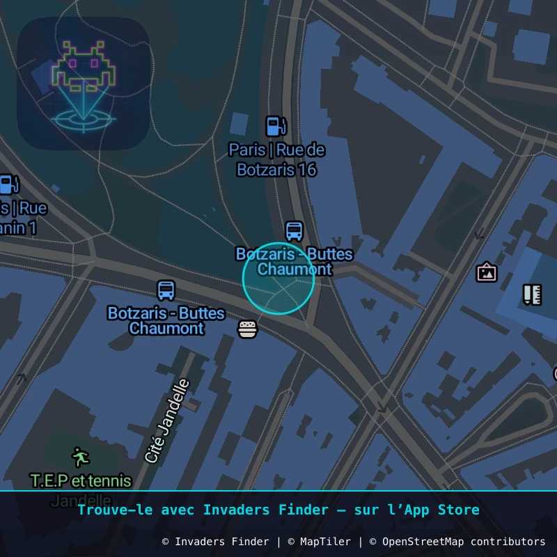 Zone approximative de l'invader PA_443, dans le quartier 19e arrondissement de Paris à Paris. Emplacement exact disponible dans l'app Invaders Finder.