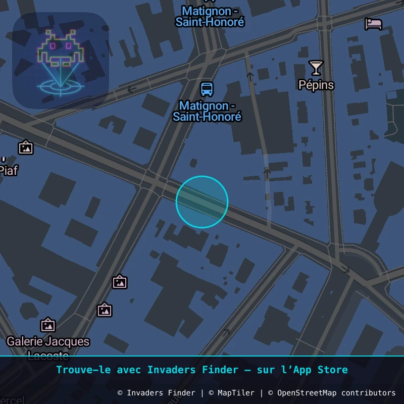 Zone approximative de l'invader PA_449, dans le quartier 8e arrondissement de Paris à Paris. Emplacement exact disponible dans l'app Invaders Finder.