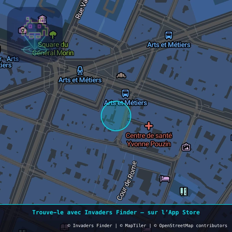 Zone approximative de l'invader PA_450, dans le quartier 3e arrondissement de Paris à Paris. Emplacement exact disponible dans l'app Invaders Finder.