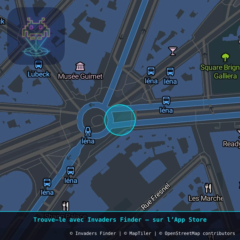 Zone approximative de l'invader PA_456, dans le quartier 16e arrondissement de Paris à Paris. Emplacement exact disponible dans l'app Invaders Finder.