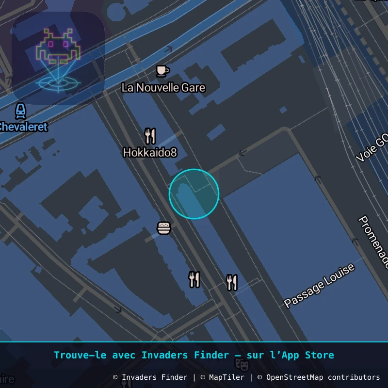 Zone approximative de l'invader PA_460, dans le quartier 13e arrondissement de Paris à Paris. Emplacement exact disponible dans l'app Invaders Finder.