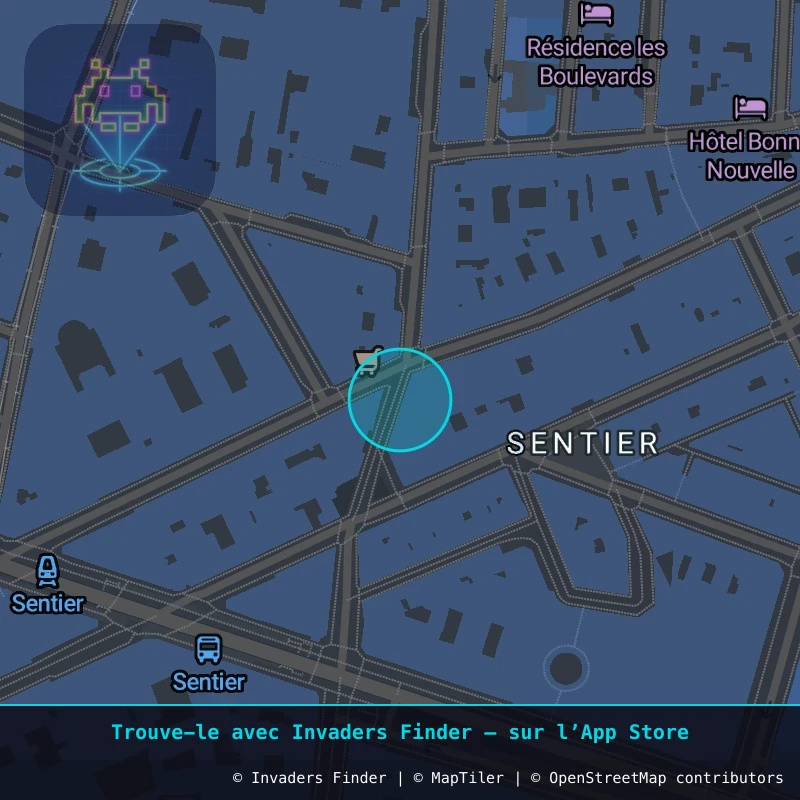 Zone approximative de l'invader PA_462, dans le quartier 2e arrondissement de Paris à Paris. Emplacement exact disponible dans l'app Invaders Finder.