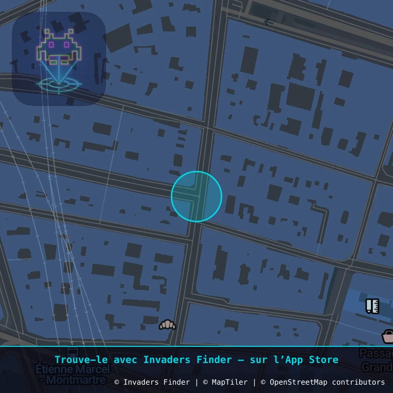 Zone approximative de l'invader PA_468, dans le quartier 2e arrondissement de Paris à Paris. Emplacement exact disponible dans l'app Invaders Finder.