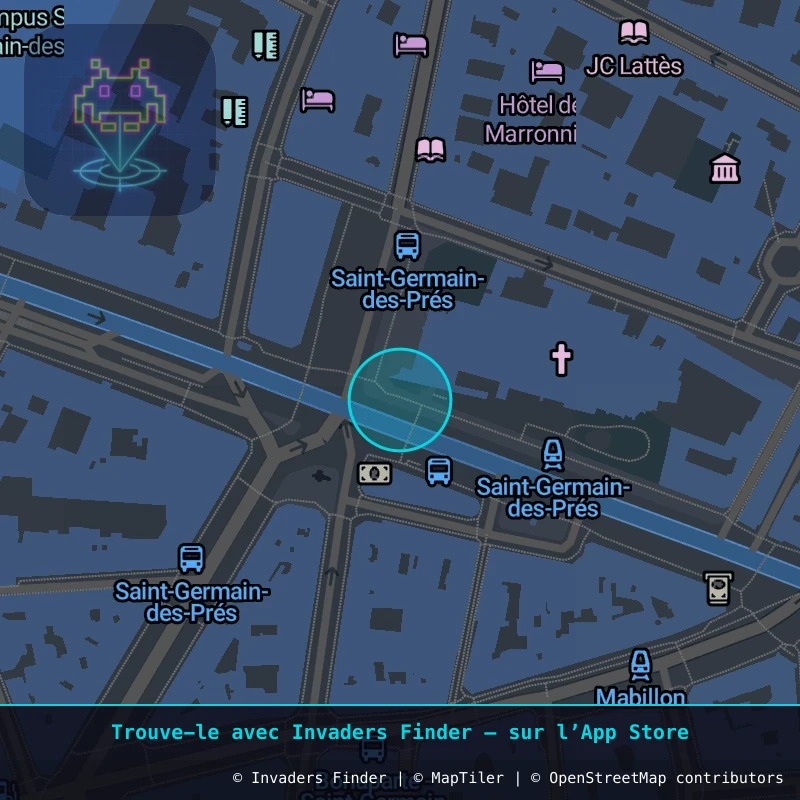 Zone approximative de l'invader PA_469, dans le quartier 6e arrondissement de Paris à Paris. Emplacement exact disponible dans l'app Invaders Finder.