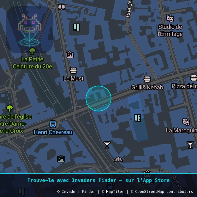 Zone approximative de l'invader PA_471, dans le quartier 20e arrondissement de Paris à Paris. Emplacement exact disponible dans l'app Invaders Finder.
