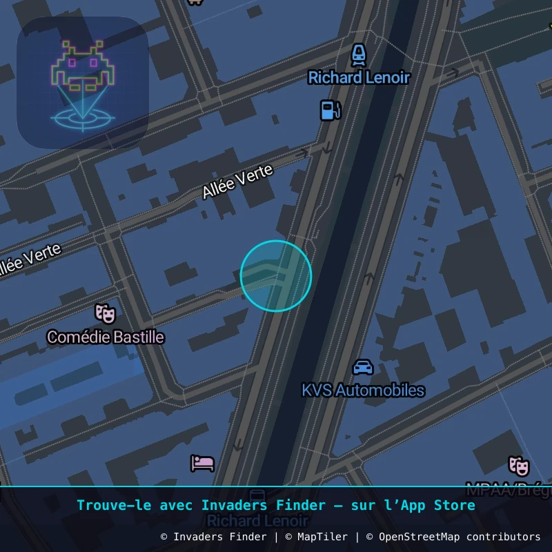Zone approximative de l'invader PA_472, dans le quartier 11e arrondissement de Paris à Paris. Emplacement exact disponible dans l'app Invaders Finder.