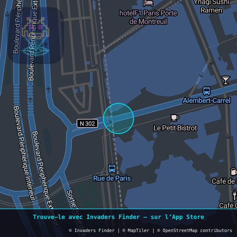 Zone approximative de l'invader PA_477, dans le quartier 20e arrondissement de Paris à Paris. Emplacement exact disponible dans l'app Invaders Finder.