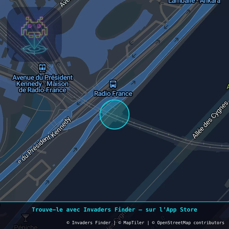 Zone approximative de l'invader PA_478, dans le quartier 16e arrondissement de Paris à Paris. Emplacement exact disponible dans l'app Invaders Finder.
