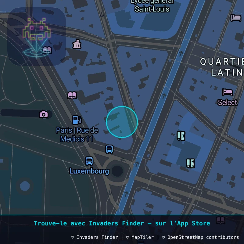 Zone approximative de l'invader PA_487, dans le quartier 6e arrondissement de Paris à Paris. Emplacement exact disponible dans l'app Invaders Finder.