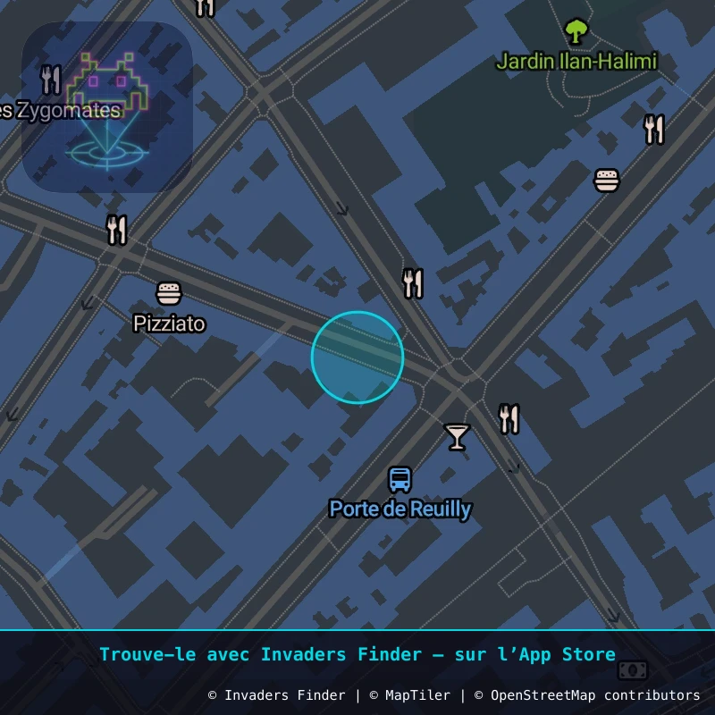 Zone approximative de l'invader PA_488, dans le quartier 12e arrondissement de Paris à Paris. Emplacement exact disponible dans l'app Invaders Finder.